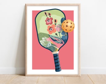 Pickleball Art Downloadable Prints, Pickleball Gifts for Women, Pickle Ball Paddle Printable Wall Art, Athletic Club Pickleball Team Gifts