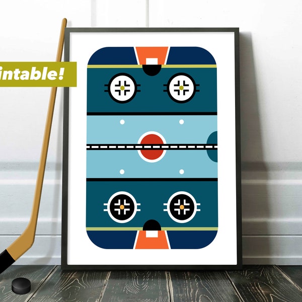 Hockey Dekor, Hockey Wandkunst, Eishockey Geschenke, Hockey Poster Druck Eisbahn Kunstwerk, Trainer Geschenk, Sport Dekor für Jungenzimmer, bedruckbar