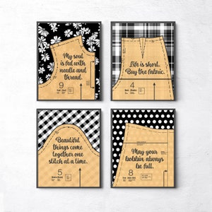 Sewing Quote Prints, Sewing Room Decor, Sewing Gifts for Women, Seamstress Gift, Sewing Posters Printable Wall Art Set of 4 Prints Crafter