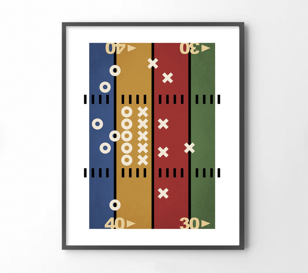 Football Art, American Football Field, Sport Poster, Football Coach Gift, Football Play Wall Art