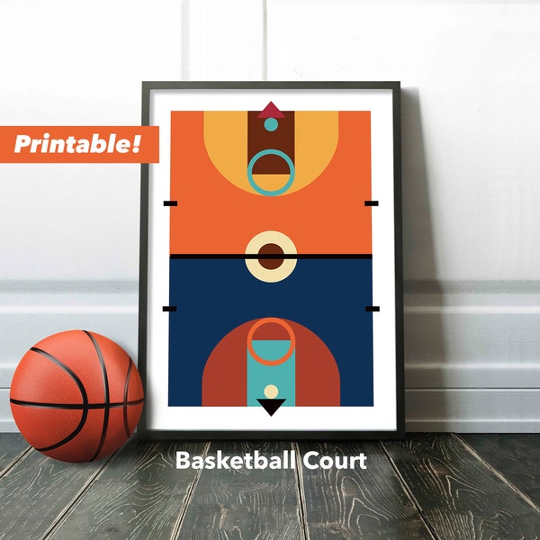 Basketball Art Print, Basketball Room Decor, Basketball Coach Gift, Modern Art Print, Abstract Painting, Game Room, Living Room, Printable