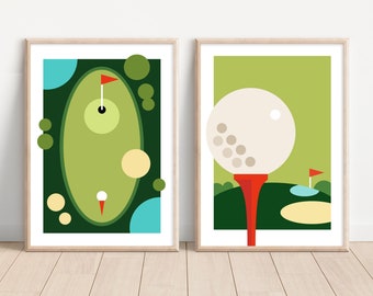 Golf Artwork, Golf Course Prints, Golf Gifts for Men, Golf Painting, Sport Posters, Boys Room Decor, Golf Lover, Bedroom Wall Decor, Ball