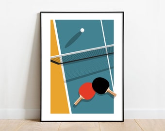 Ping Pong Art, Table Tennis Print, Ping Pong Gift, Ping Pong Party Decor, Rec Room Decor, Sports Bar Decor, Man Cave Wall Art, Printable Art