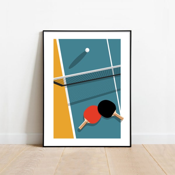 Ping Pong Art, Table Tennis Print, Ping Pong Gift, Ping Pong Party Decor, Rec Room Decor, Sports Bar Decor, Man Cave Wall Art, Printable Art