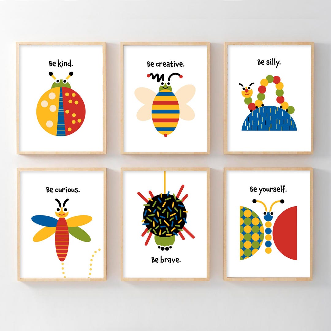 Baby Boy Nursery Wall Art Set of 6 Prints, Little Boys Bedroom, Kids ...