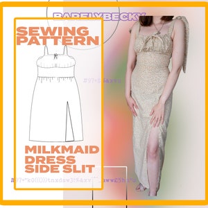 Trendy Milkmaid Midi Dress Sewing Pattern Sizes 6 - 24 UK / Europe 32-50/ US sizes 2- 20