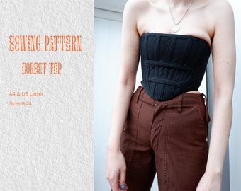 Trendy Kaytlyn Corset Top Bustier Sizes 4-24 UK, US  1- 20 Sewing Pattern