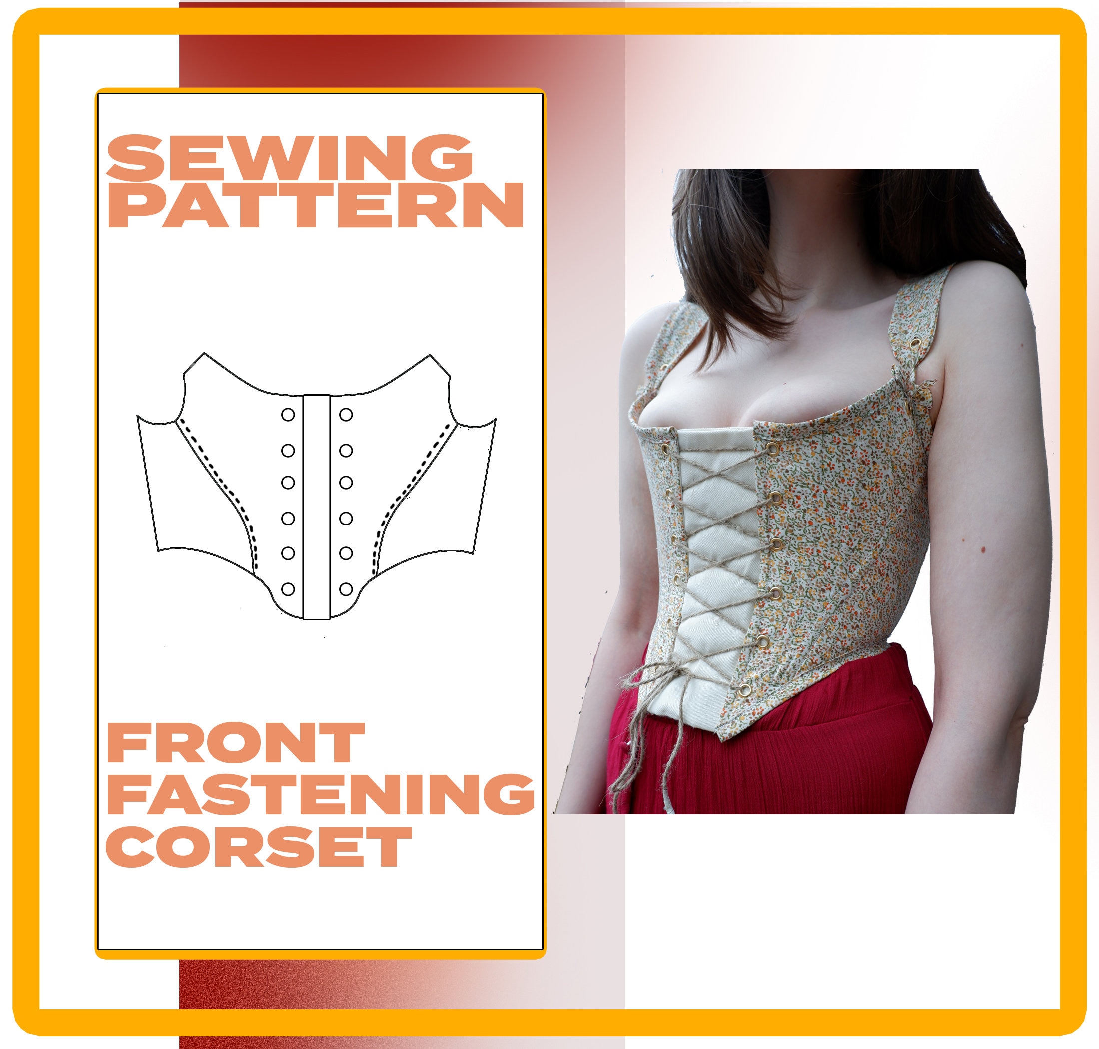 Trendy Corset Top Sewing Pattern XS-XL Lace up Side Bustier