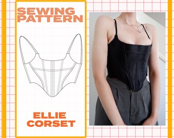 Ellie Corset Top Bustier Sizes 6-24 UK / Europe 32-50/ US sizes 2- 20 Sewing Pattern