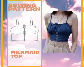 Milkmaid Top Sewing Pattern Sizes 6 - 24 UK, US  1- 20 & Europe
