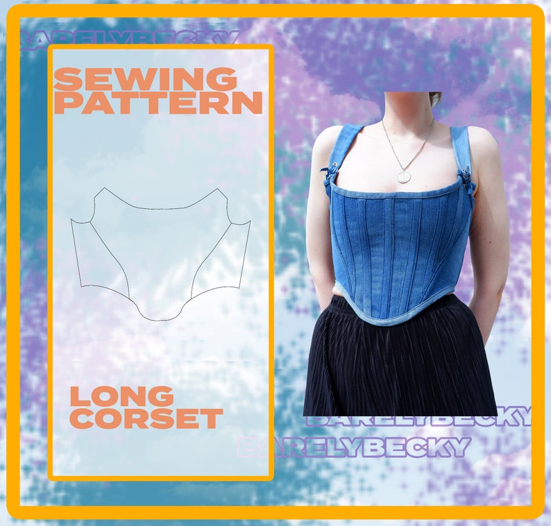 Trendy Long Corset Top Bustier Sizes 6-24 UK / Europe 32-50/ US sizes 2- 20 Sewing Pattern 