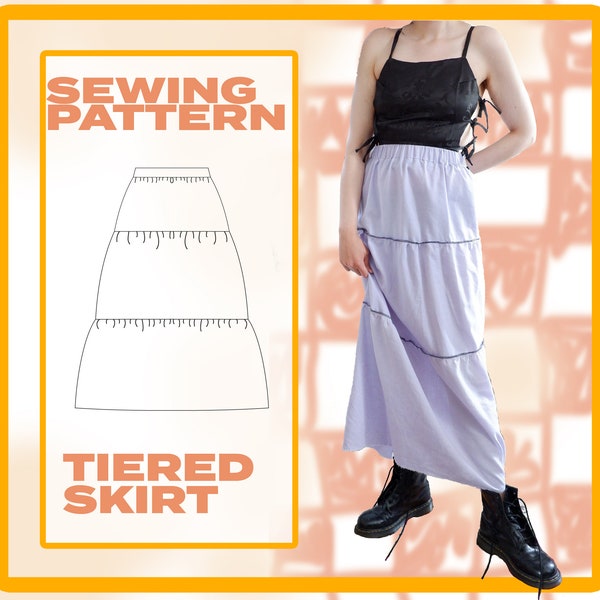 Trendy Tiered Cottagecore Skirt UK sizes 6-24 /  Europe 32-50/ US sizes 2- 20