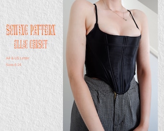 Ellie Corset Top Bustier Sizes 6-24 UK / Europe 32-50/ US sizes 2- 20 Sewing Pattern
