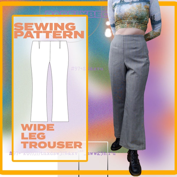Trendy Wide Leg High Waisted Trouser Pattern UK sizes 6-24 /  Europe 32-50/ US sizes 2- 20