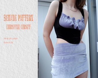 Trendy Christine Gathered Bust Corset Top Sizes 6-24 UK / Europe 32-50/ US sizes 2- 20 Sewing Pattern