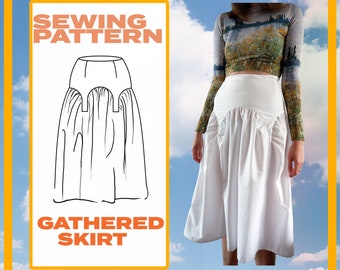 Gathered Skirt Sizes 6-24 UK / Europe 32-50/ US sizes 2- 20 Sewing Pattern