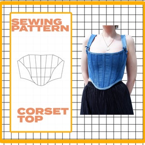 Trendy Long Corset Top Bustier Sizes 6-24 UK / Europe 32-50/ US sizes 2- 20 Sewing Pattern