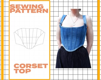 Trendy Long Corset Top Bustier Sizes 6-24 UK / Europe 32-50/ US sizes 2- 20 Sewing Pattern