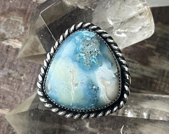Lavender Hubei turquoise statement sterling silver ring. handmade jewelry jewellery southwestern navajo style. Size 9