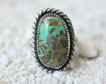 Carico Lake Turquoise ring. handmade boho bohemian southwestern navajo style ring. SIZE 7