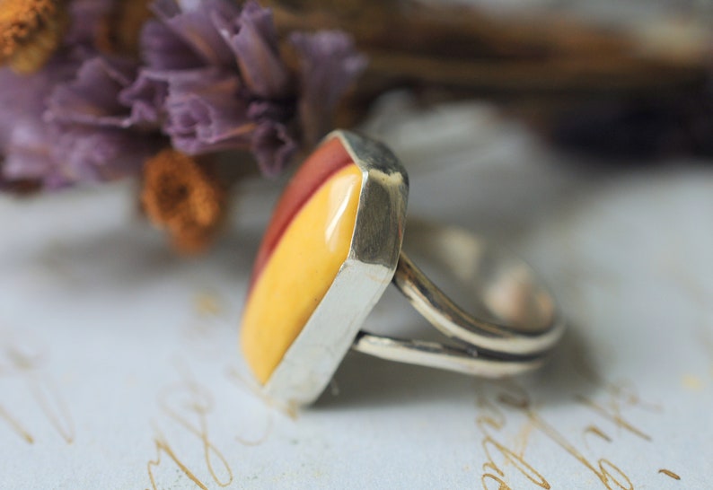 SIZE 7.5 COFFIN momento mori Mookaite Jasper ring handmade boho bohemian artisan jewelry