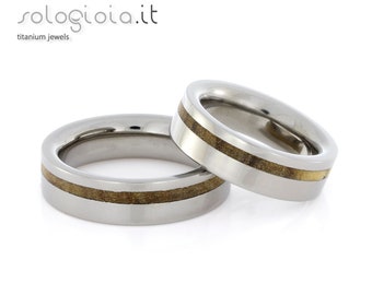 Band Ring in Pure Titanium and Wood - Wedding Band - Handmade in Italy - Hypoallergenic- W&W Faith Collection