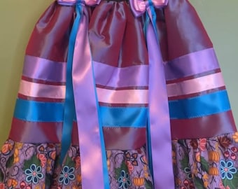 Custom Two-Tiered Ribbon Skirt: Elastic Waist, Kids Flowing Skirt