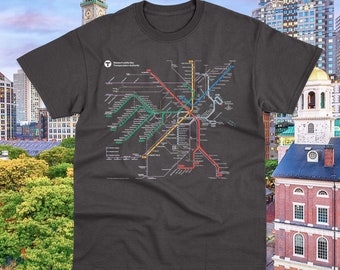 Boston T Map MBTA Licensed Tshirt, Great birthday gift