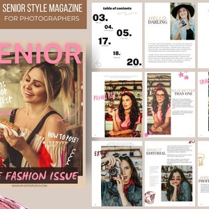 Senior Style Magazine Photography Template, Senior Guide, Senior Magazine, Senior Photographer, What to Wear Style Guide, Canva Template