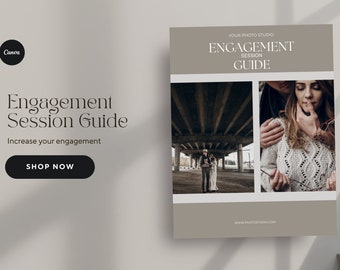 Boho engagement photography pricing guide, engagement guide canva, photographer magazine, pricing guide for photographers