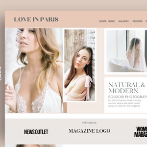 Boudoir Website, Canva Website template, boudoir photography, Canva website, Website design Squarespace, website template