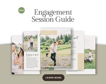Romantic Engagement Photographer Pricing Guide Canva, Engagement styling guide, photographer magazine, pricing guide for photographers