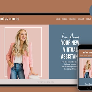 Virtual Assistant Website Template, Content Creative, Website Design Squarespace, Canva free