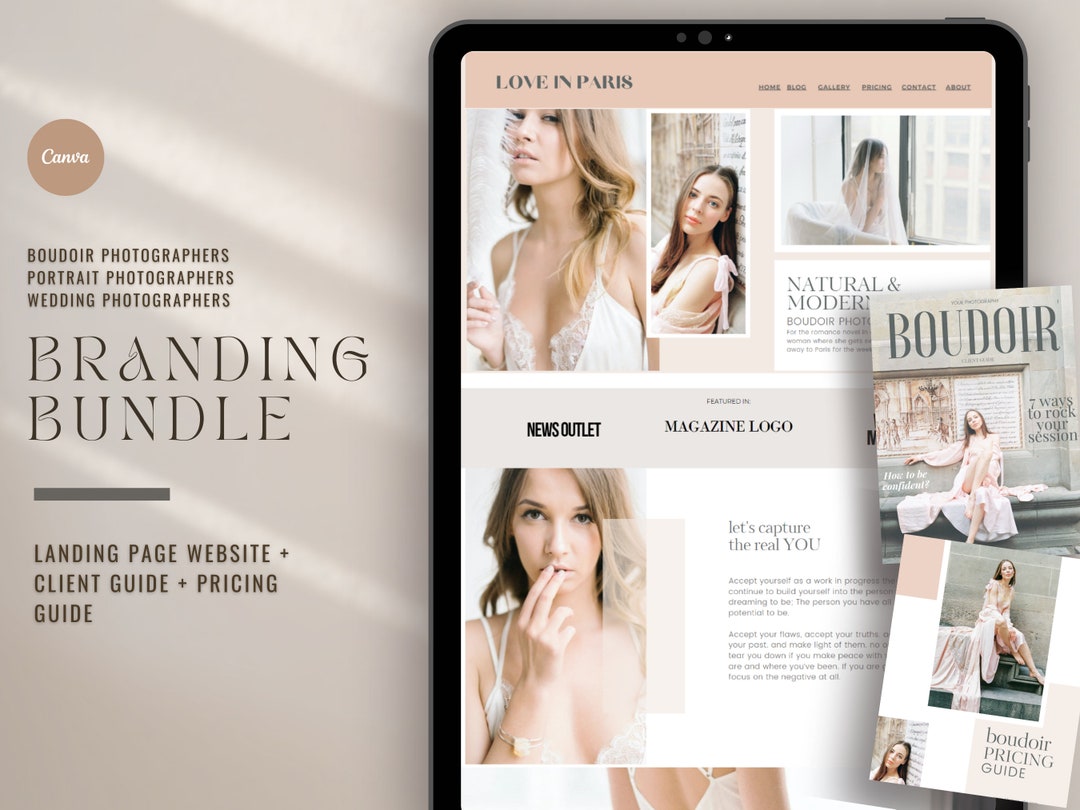 Buy Boudoir Photography Website and Magazine Bundle Canva, Photographer  Magazine Bundle, Squarespace Template, Romantic Boudoir Website Online in 
