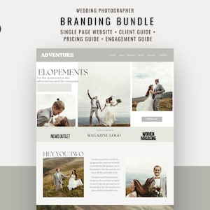 Elopement Photography Website and Magazine Bundle, photographer branding kit, website design Squarespace, photographer magazine bundle,