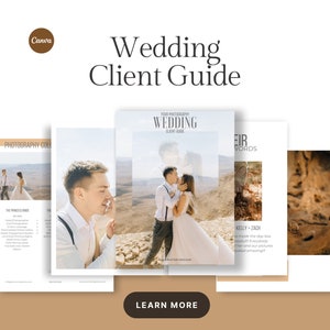 Wedding Photographer Welcome Guide, Canva Wedding template, Photographer Marketing, Digital Magazine template