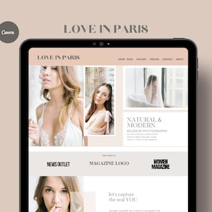 Boudoir Canva Website Template, Boudoir photographer, Canva website, Website design Squarespace, website template