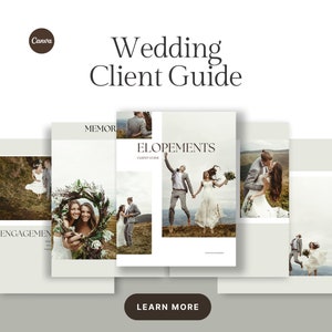Elopement Magazine template, elopement photographer, canva , pricing guide for photographers, photographer magazine, new client guide