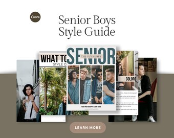 Boys Senior Style Guide, Senior magazine template, Canva template, preppy, Client Style Guide, Family Styling Guide, What to wear guide