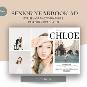 Senior Yearbook Ad Template half page, Canva Senior Template, digital yearbook, yearbook ad, yearbook template, preppy