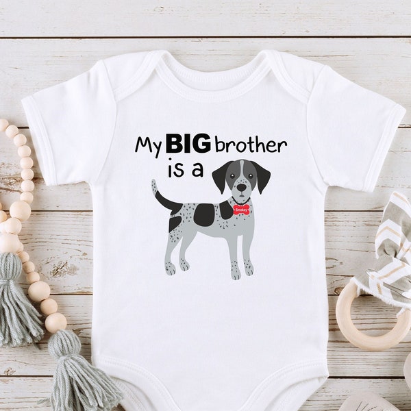 My Big brother German Short hair pointer baby onesie dog shirt sibling newborn infant personalized shower gift custom name gender neutral