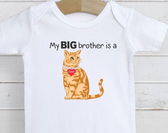 My big brother is a tabby cat unisex shirt baby onesie bodysuits clothes infant clothing newborn outfit baby shower gift personalized custom