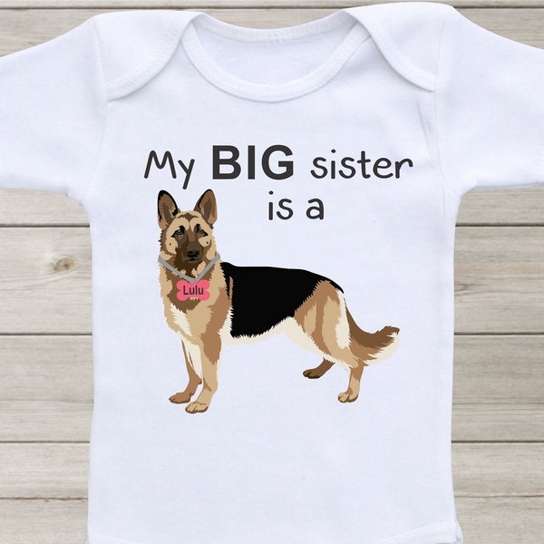 Police Dog German Shepherd Baby Onesie Big Sister Shirt Pregnancy Announcement Baby Shower Gift Baby Clothes Girl Boy Gift Bodysuits Outfit