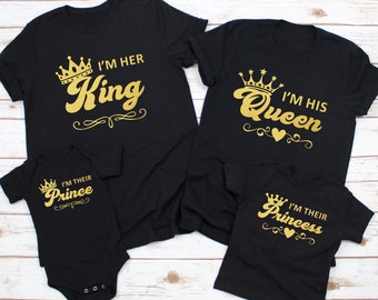 T-shirt King Queen Prince Princess Conjunto Família - Personalizei