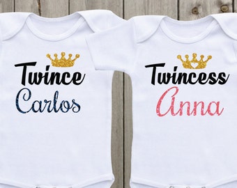 Twince Twincess Twin Baby Onesies Twin Onesies Twin Outfits Shirts for babies Custom Onesie Twins Outfits Baby Shower Gifts Twin Baby Gifts