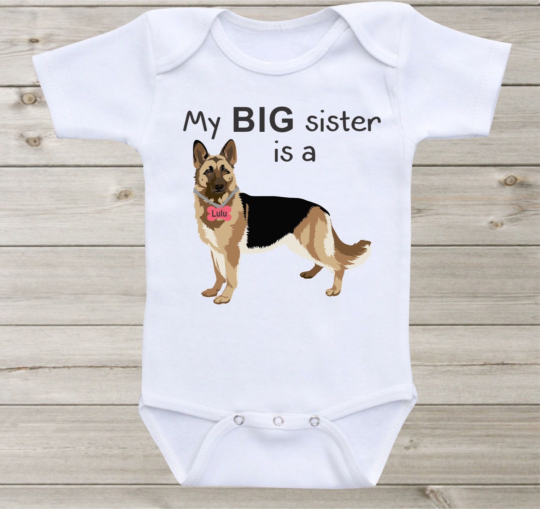 Police Dog German Shepherd Baby Onesie Big Sister Shirt Pregnancy