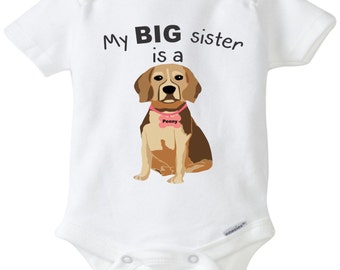 My Big Sister is a Beagle Baby Onesie Custom Onesie Baby shower gift Dog lover baby Dog Onesie Pet Shirt Baby Shirt Baby Shower Gift