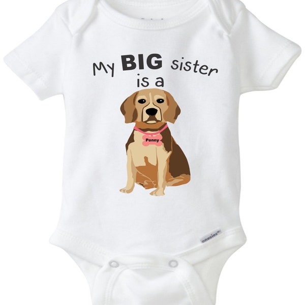 My Big Sister is a Beagle Baby Onesie Custom Onesie Baby shower gift Dog lover baby Dog Onesie Pet Shirt Baby Shirt Baby Shower Gift