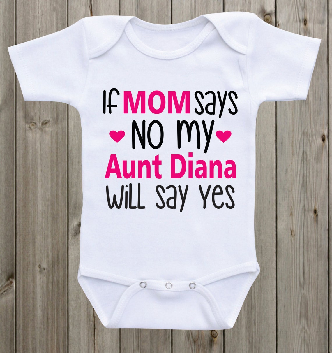 Funny 'If Mummy Says No My Nanny Will Say Yes' Baby Vest Bodysuit - White, Unisex One Piece