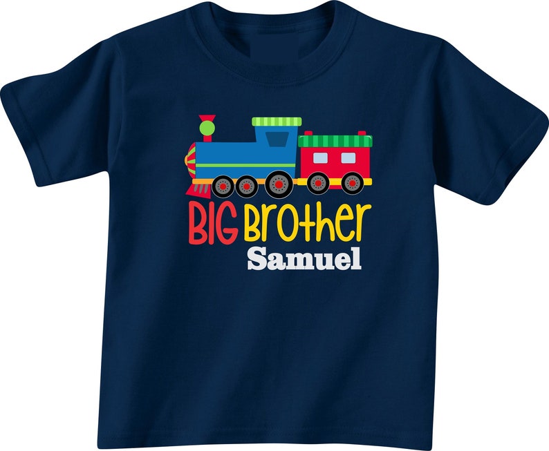 Big brother Shirt Trains design Toddler Shirt Boy Shirt Personalized Shirt Sibling Outfit Sibling Shirt Baby Shower Gift Boy Clothes Outfit image 1